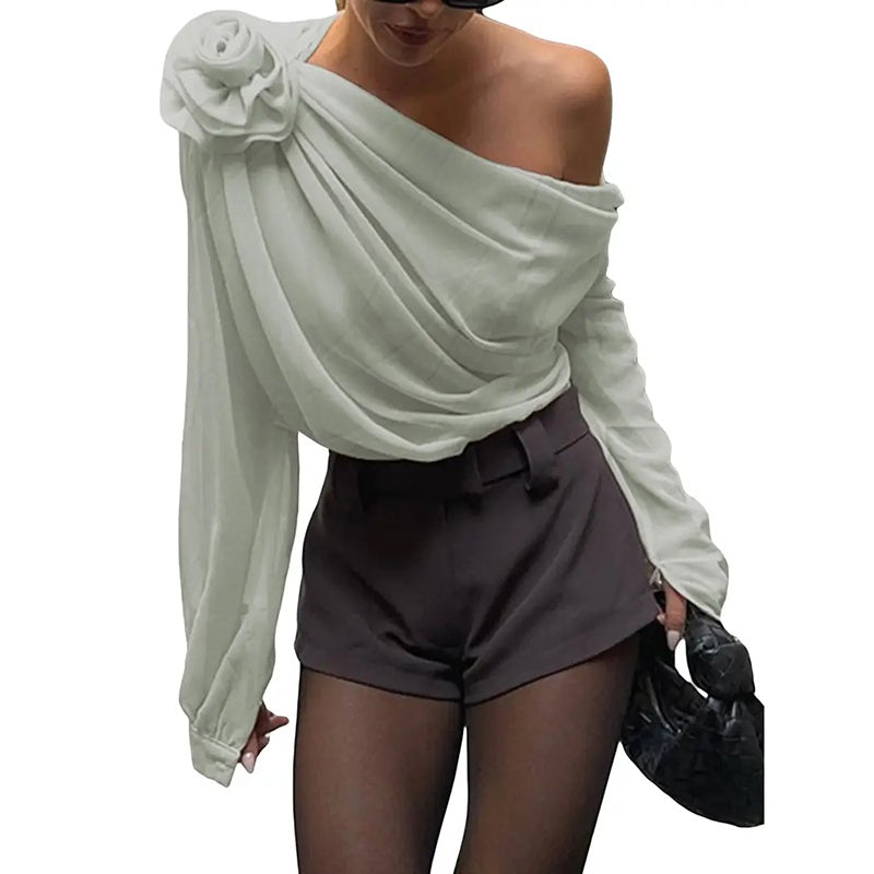 Off Shoulder Elegant Long Sleeve Blouse