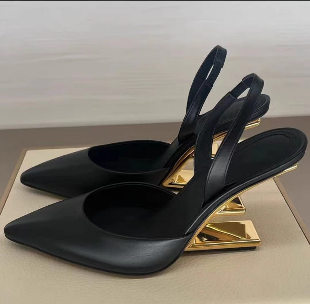 Solid Color Pointed Toe Heel