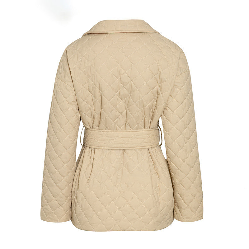 Padded Parkas Belted Lapel Coat