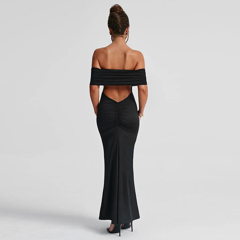 Socialite Style Elegant Backless Off-shoulder Dress