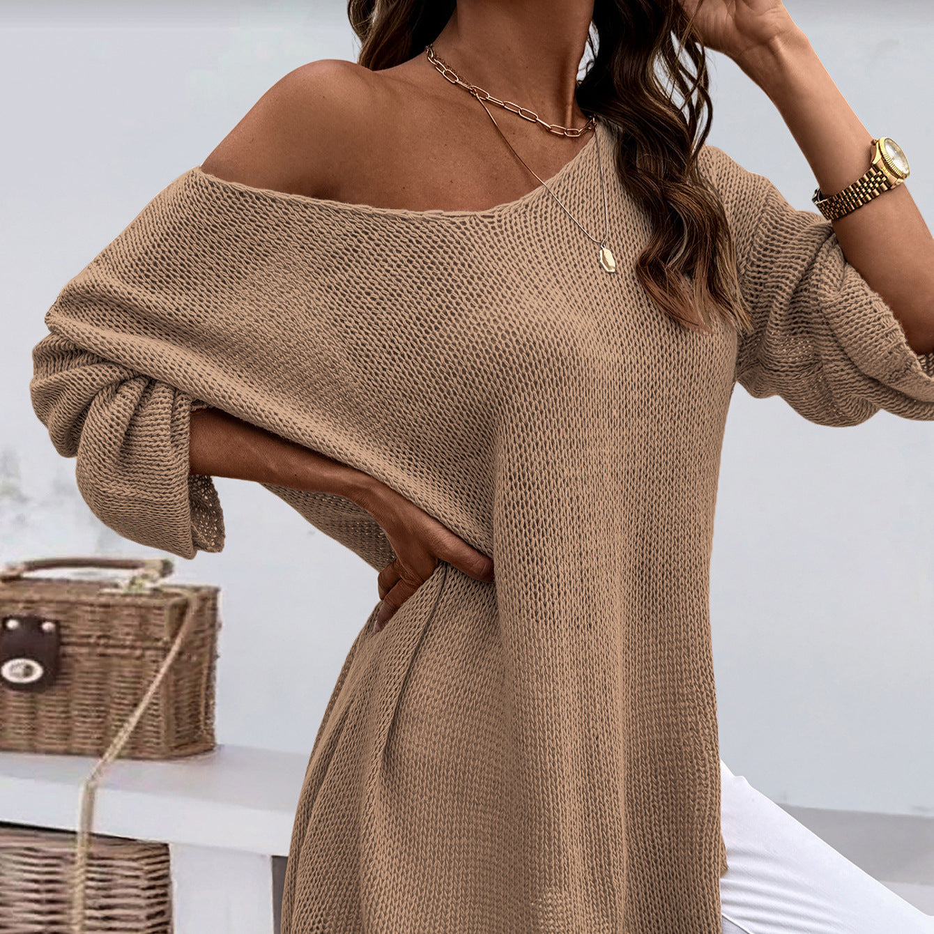 V-neck Pullover Knitted Sweater