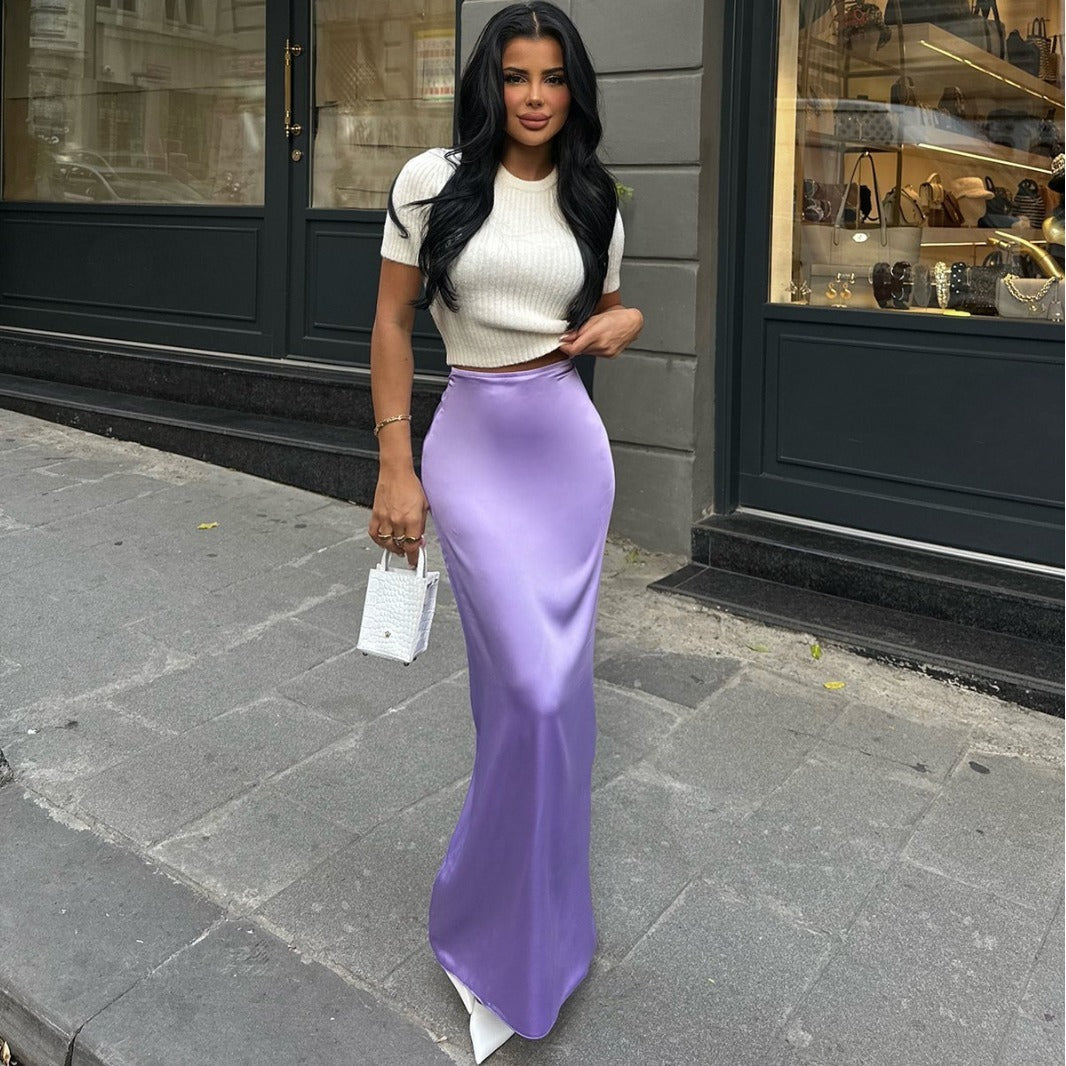 Socialite Autumn Solid Color Slim Fit Long Dress