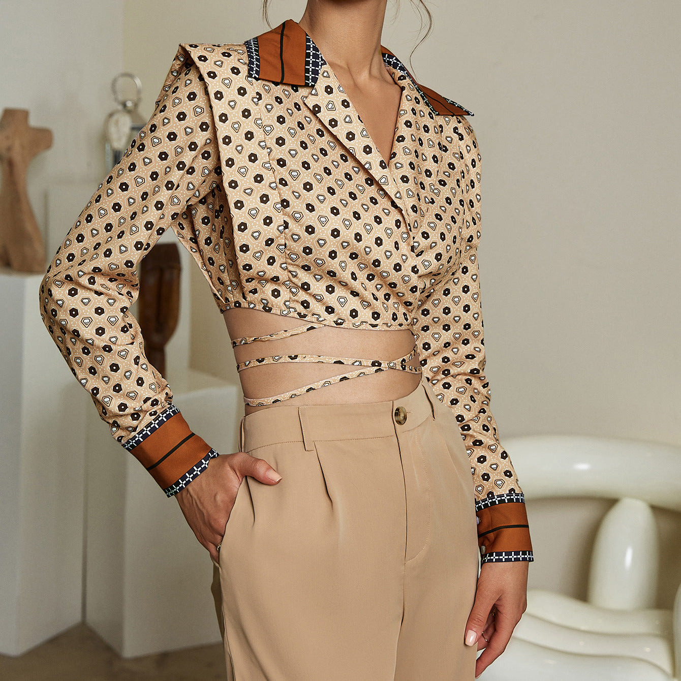 Lapel Slim Fit Blouse