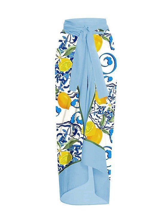 Lemon Printing Swimsuit Dress Suit Women