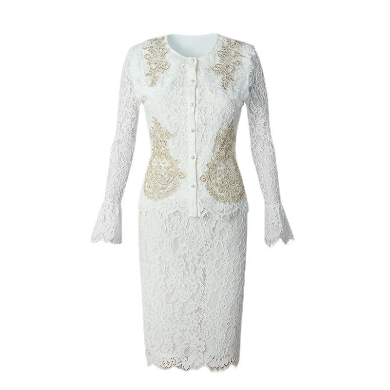 Socialite White Lace Suit Female