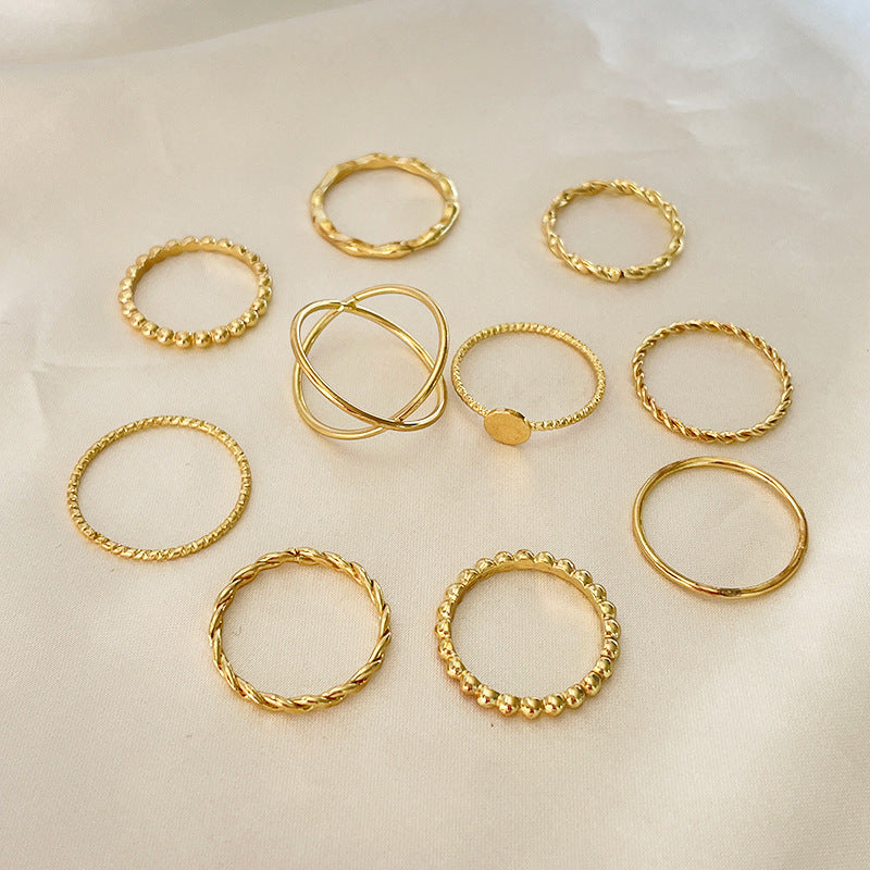 Knuckle Ring Twist Cross 10-piece Set