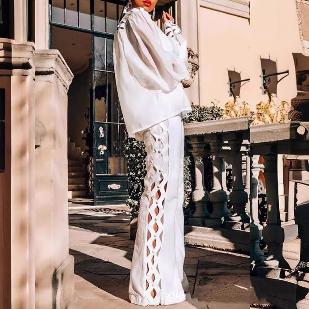 Lace Blouse And Pants Set