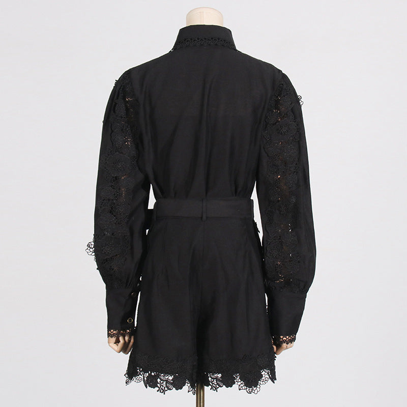 Lace Shirt Shorts Suit Women