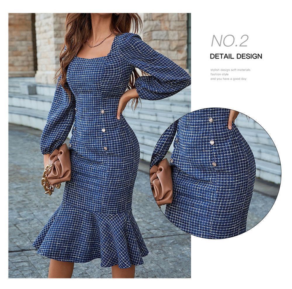 Knitted French Socialite Long Sleeve Dress