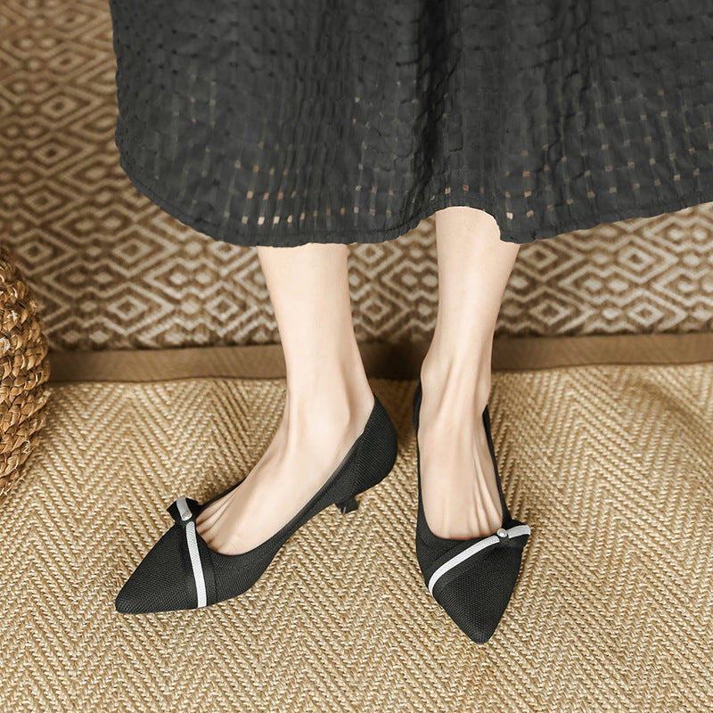 Woven Low-cut Pointed-toe Shoes