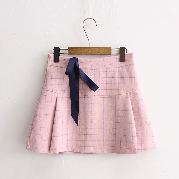 Plaid woolen skirt