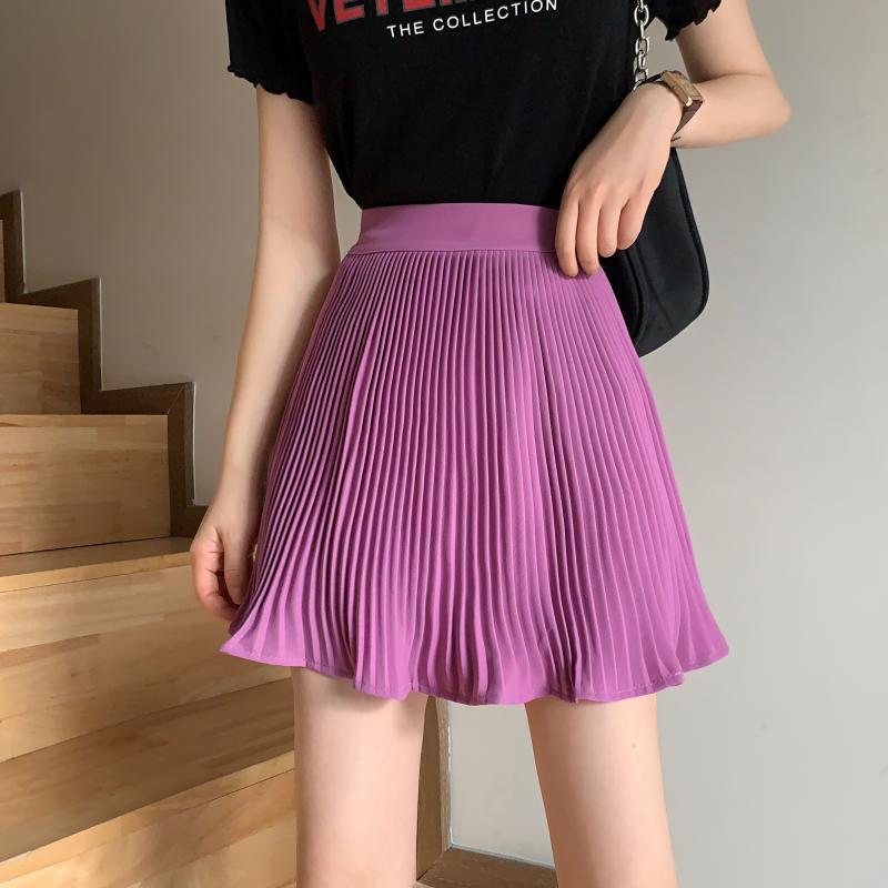 High waist slim white a-line skirt