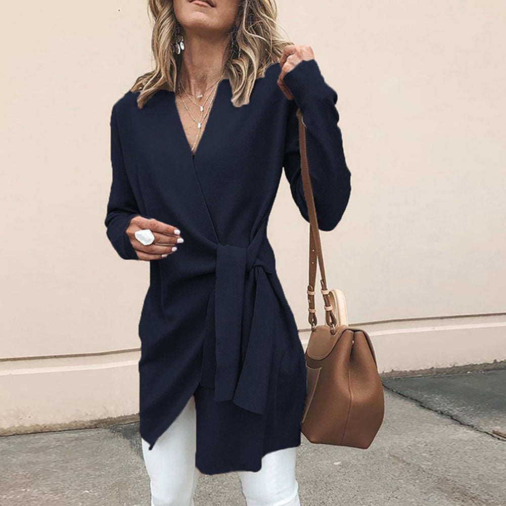 Lace Up Long Sleeve Blouse