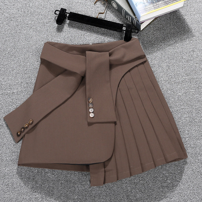 Pleated lace A-line skirt