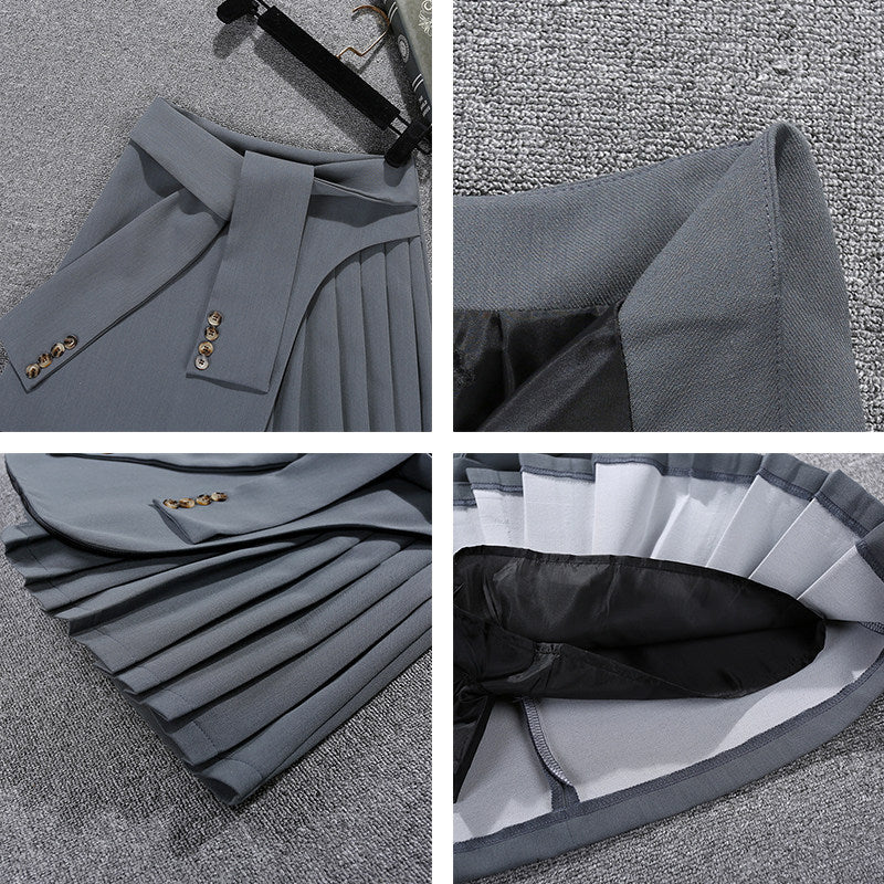 Pleated lace A-line skirt