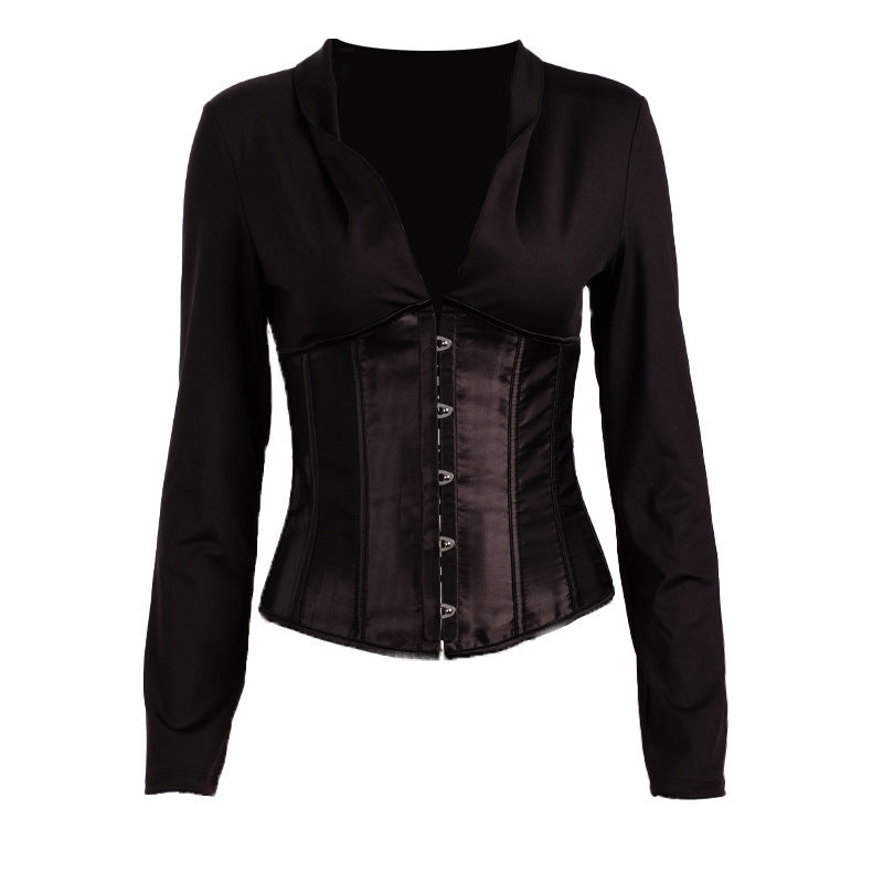 Solid Blouse With Back Tie Rope