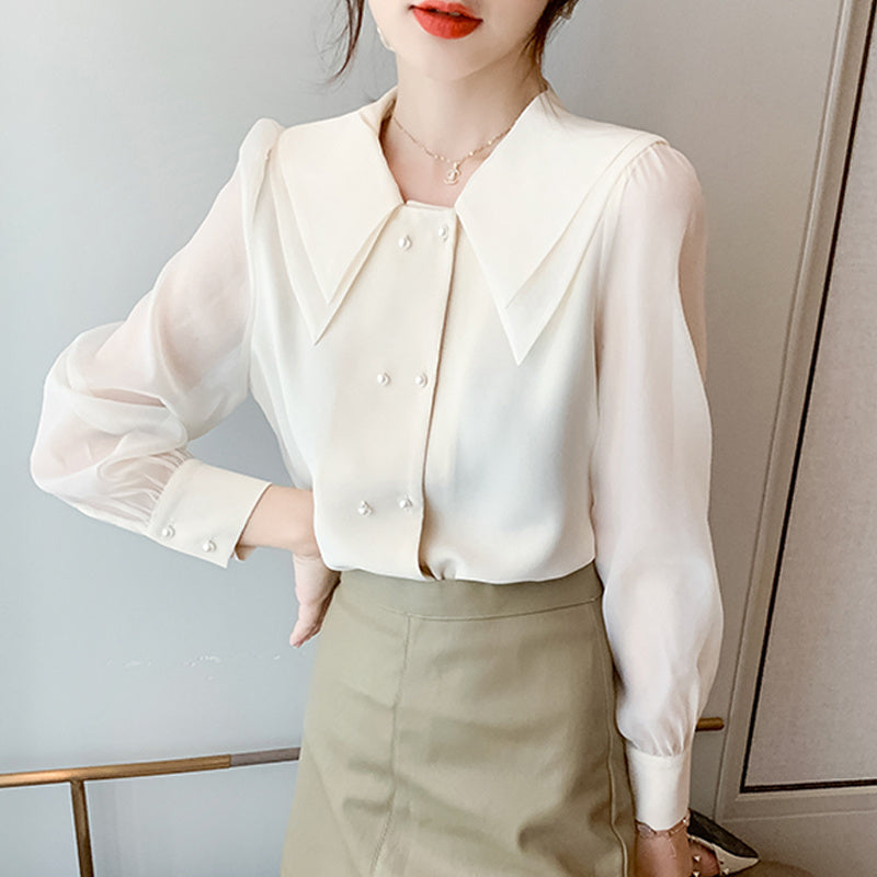 Long Sleeve Double Layer Blouse