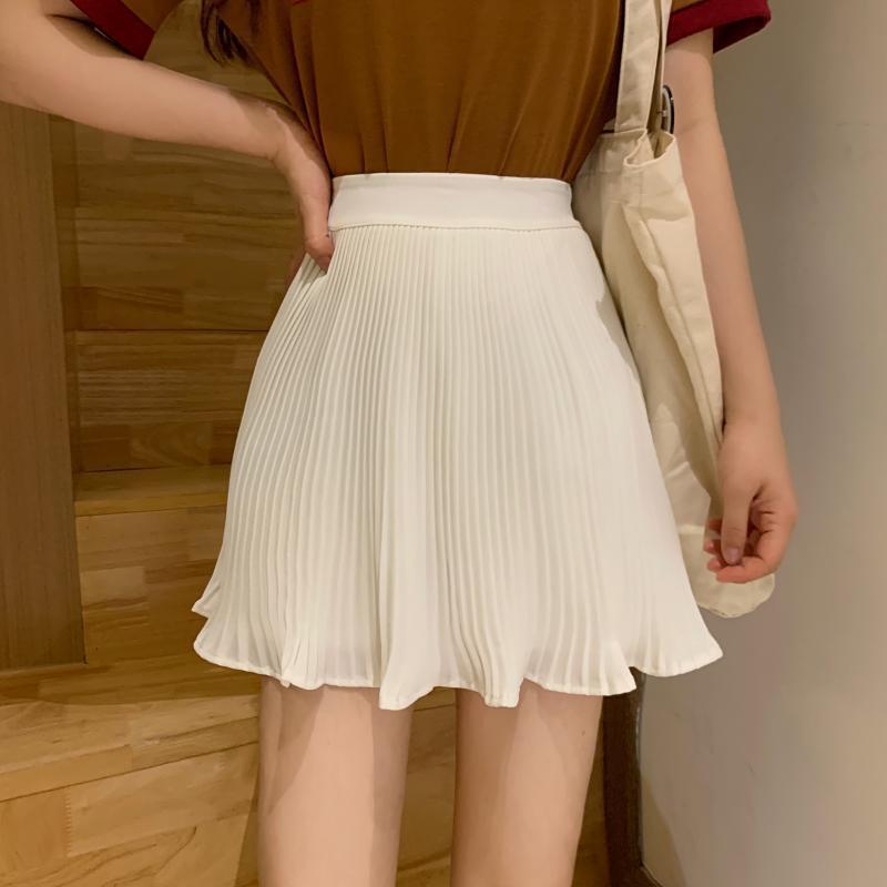 High waist slim white a-line skirt