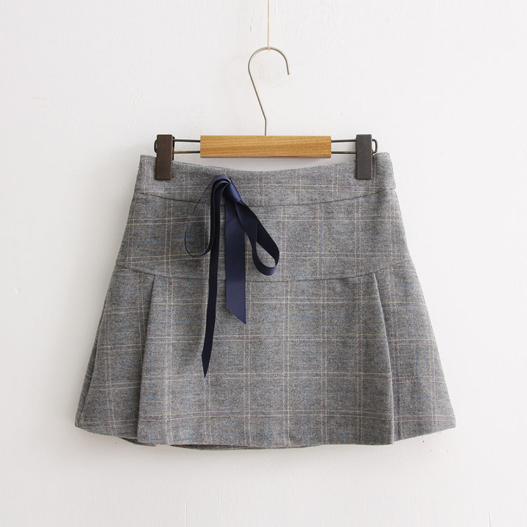 Plaid woolen skirt