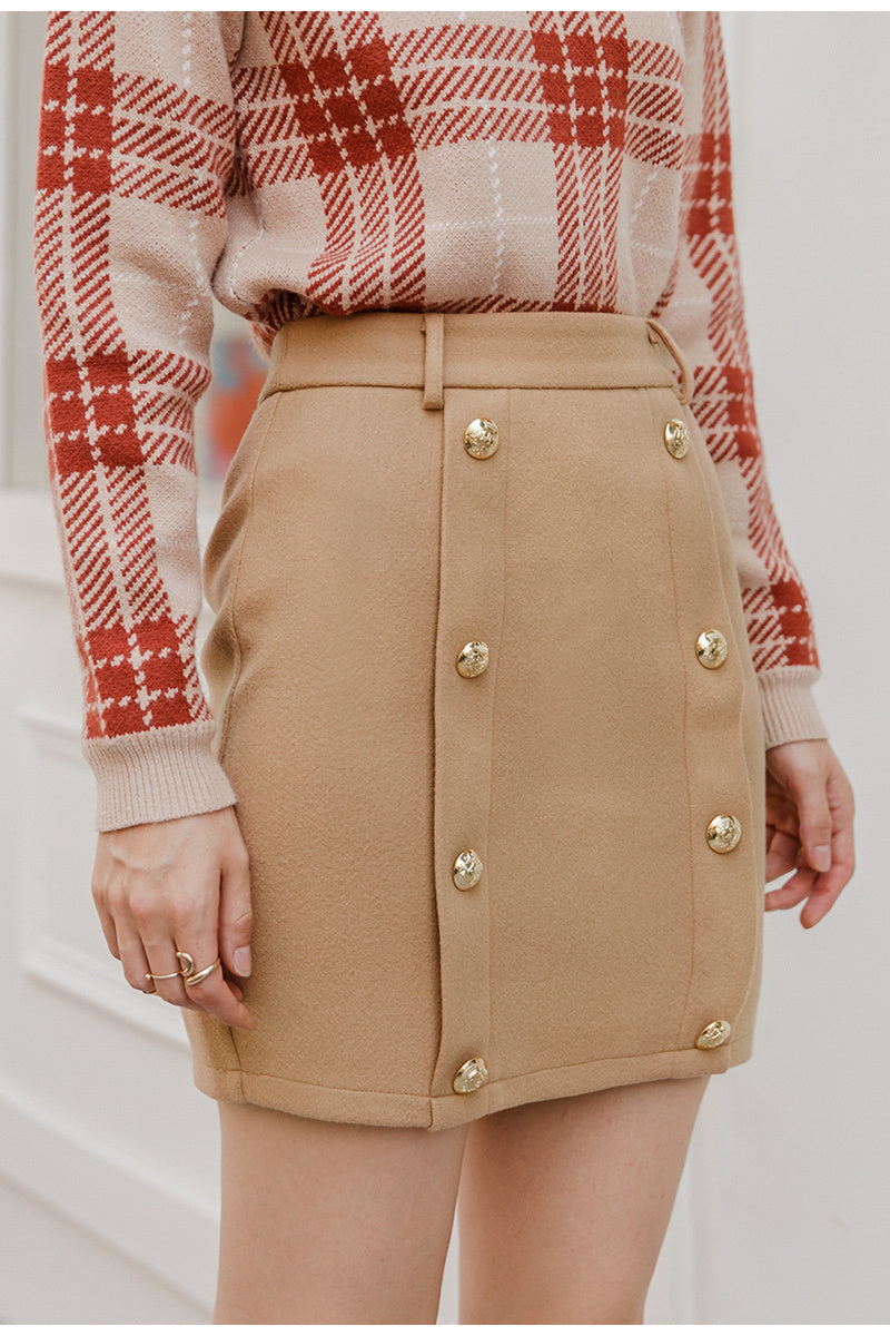 Solid Socialite all-match short skirt