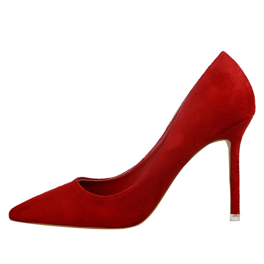 Suede stiletto pointy heels