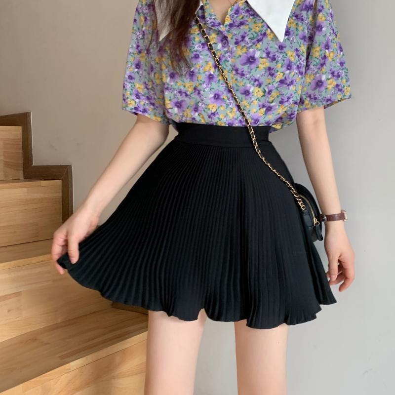 High waist slim white a-line skirt