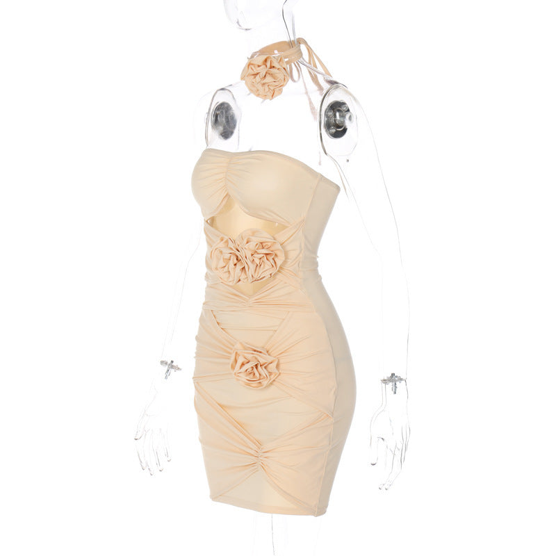 Flower Design Short Dress