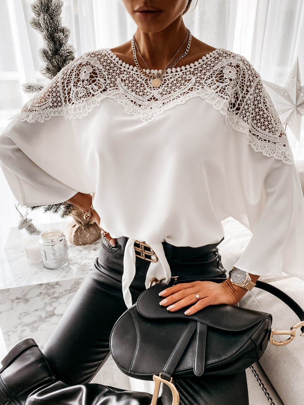 Long Sleeve Lace Blouse