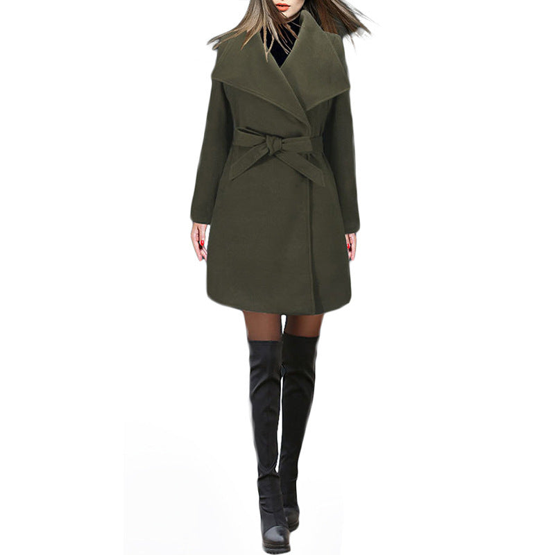 Solid woolen coat
