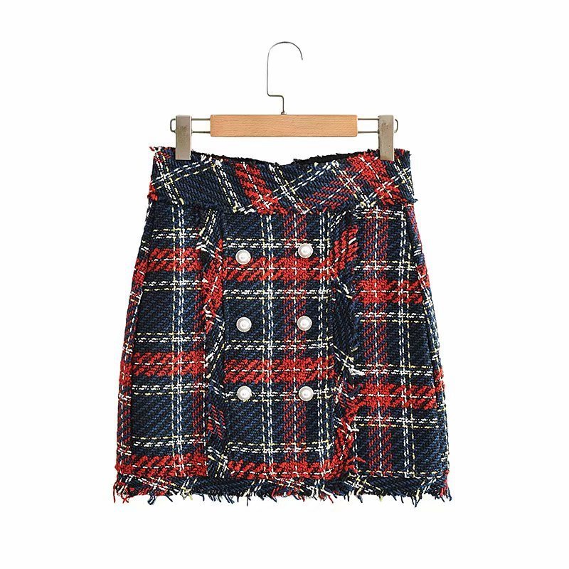 High Waist Slim Double-Breasted Skirt