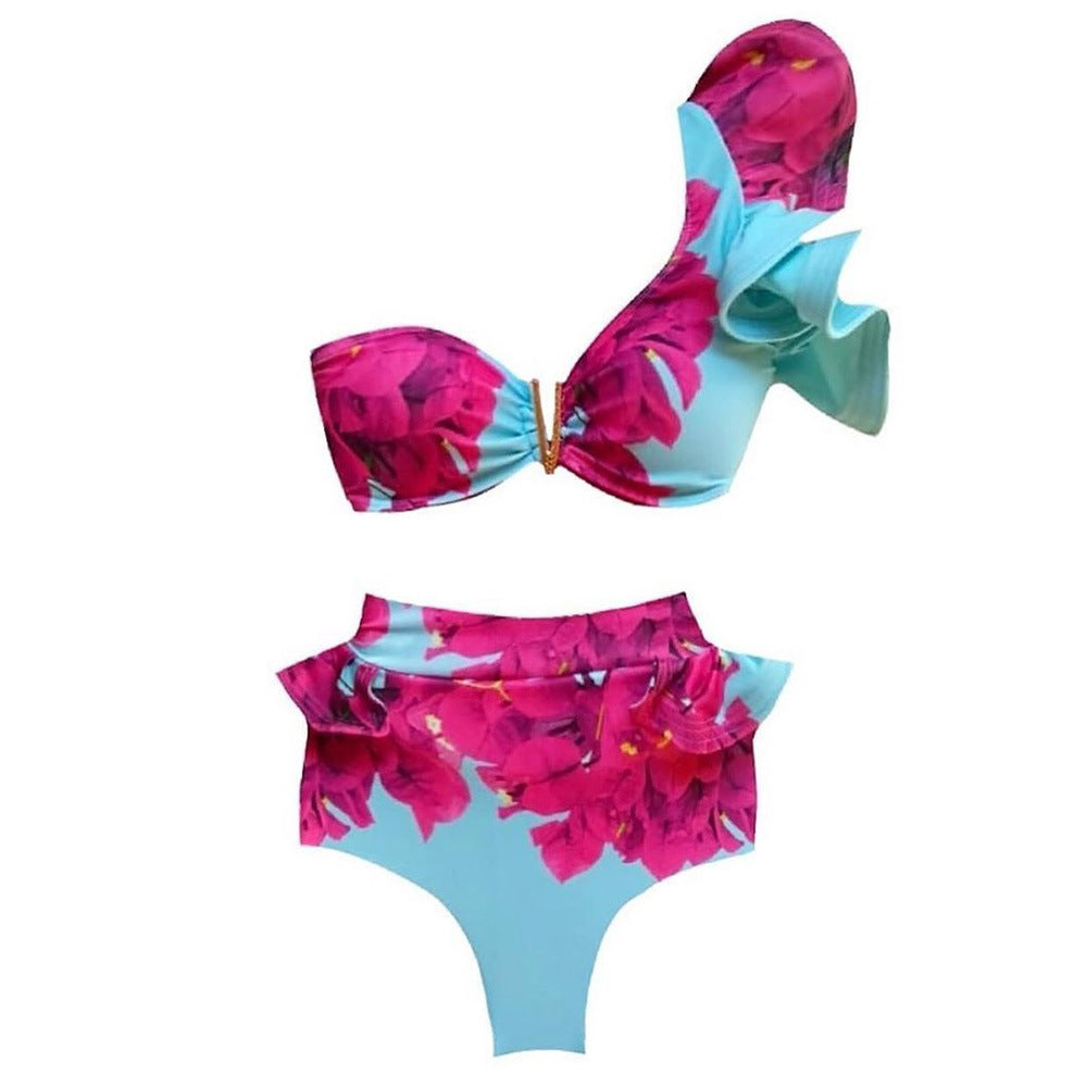 Flounce Strap High Waist Split Bikini