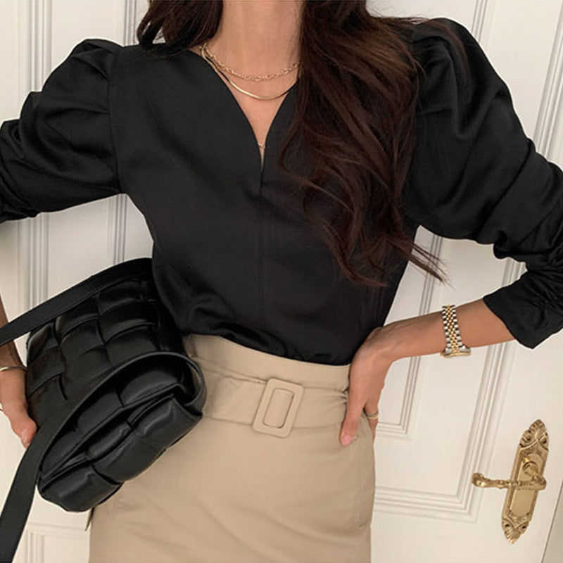 French Style Slim Chic V-neck Shirt