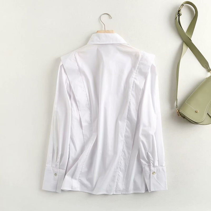 Long-Sleeved Simple Blouse