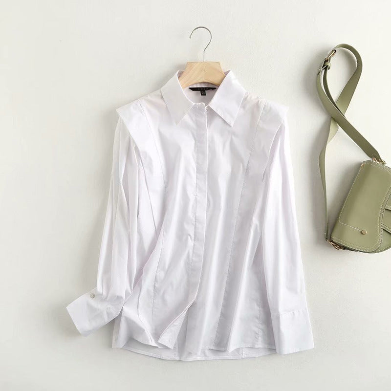 Long-Sleeved Simple Blouse