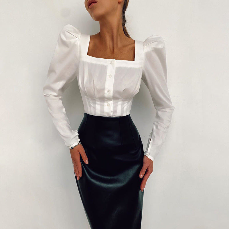 Square Neck White Shirt