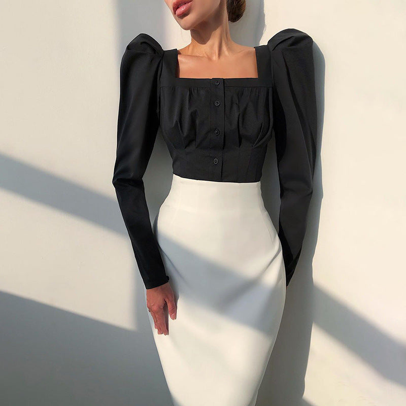 Square Neck White Shirt