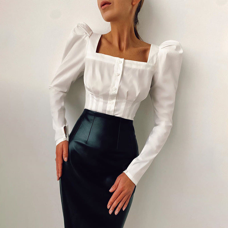 Square Neck White Shirt