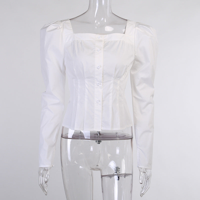 Square Neck White Shirt