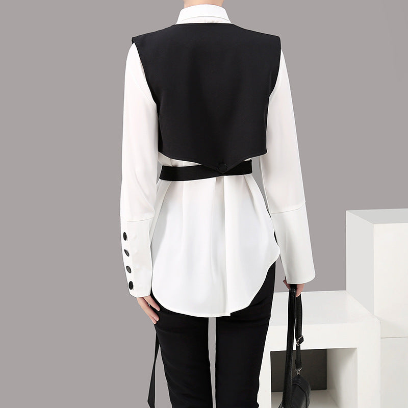 Long-sleeved Blouse Vest Suit