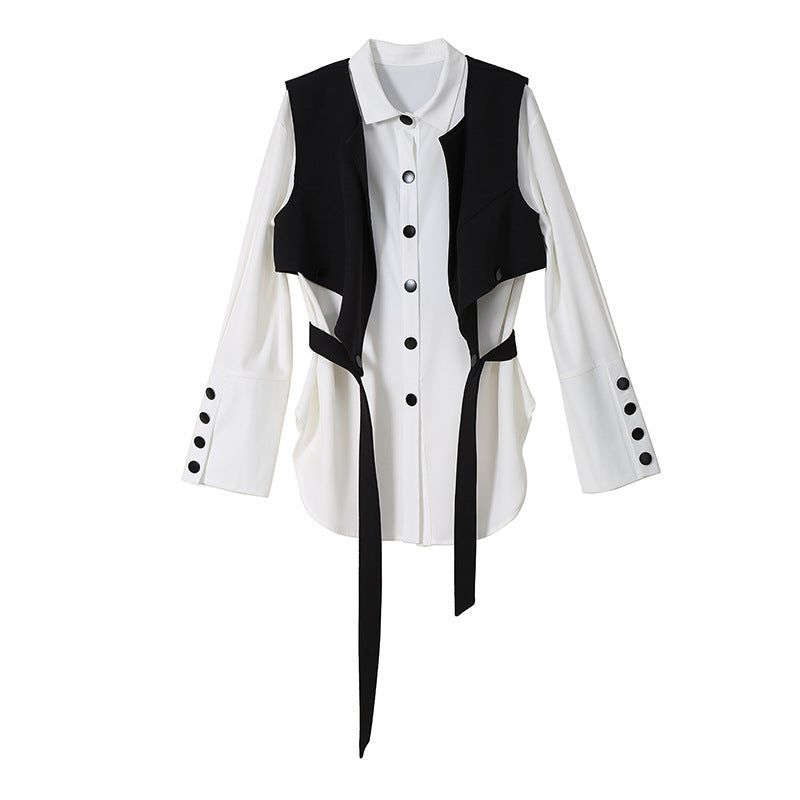 Long-sleeved Blouse Vest Suit