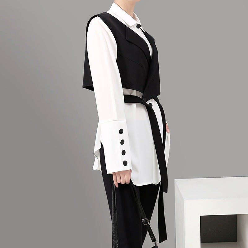 Long-sleeved Blouse Vest Suit