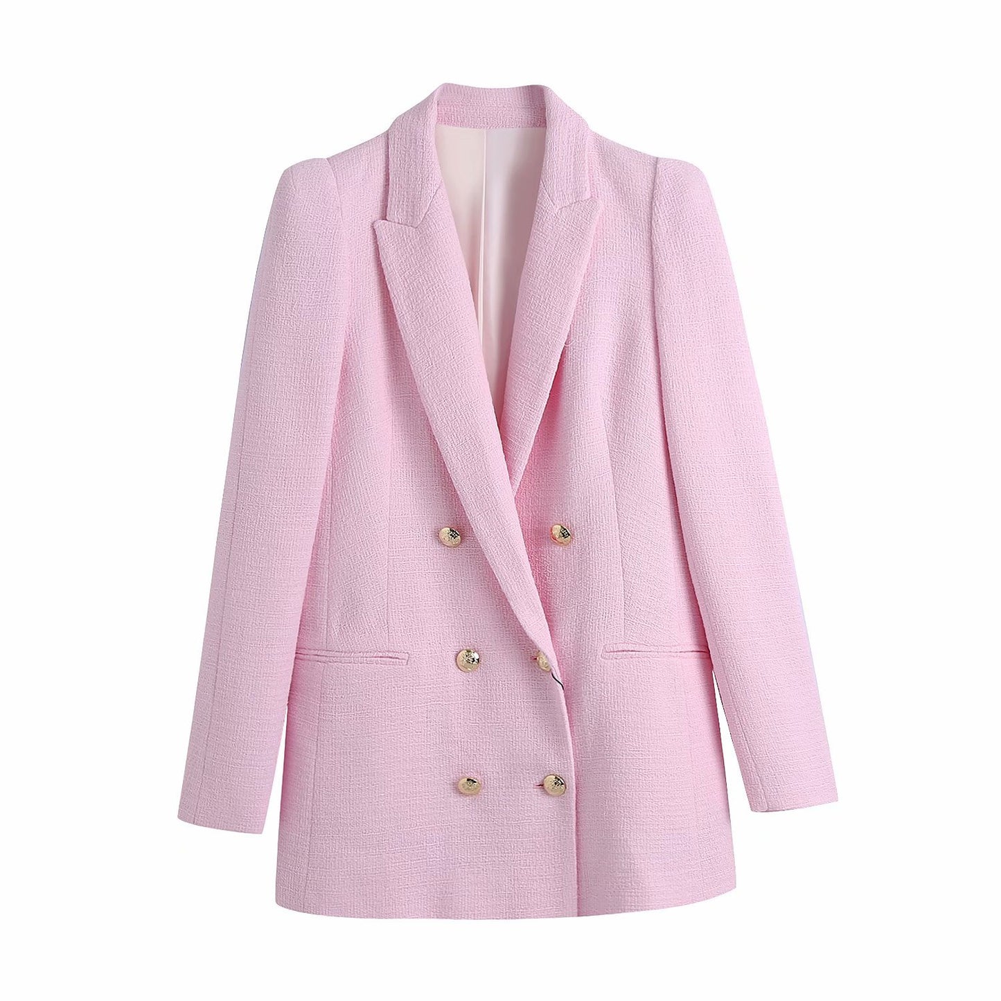 Texture Solid Color Pink Suit
