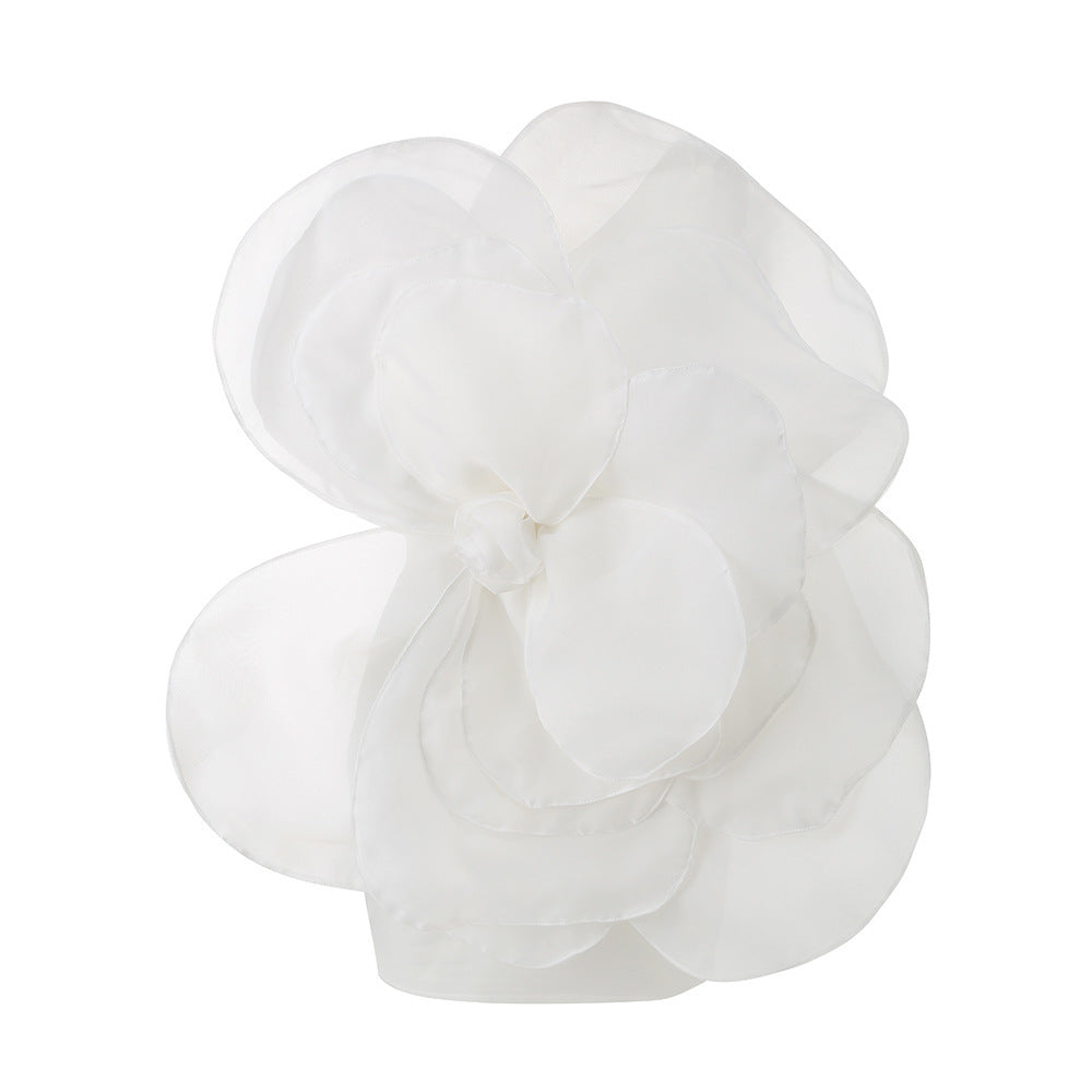 High-end Oblique Shoulder Decorative Flower Dress