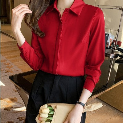 Long-sleeved Satin Shirt