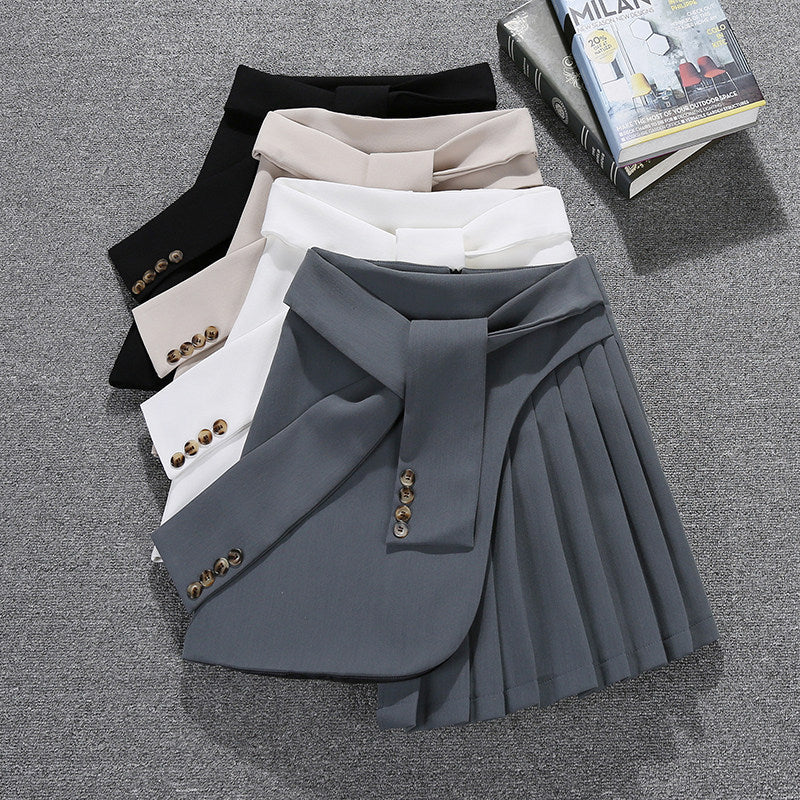 Pleated lace A-line skirt