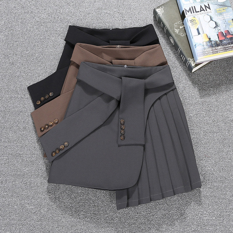 Pleated lace A-line skirt