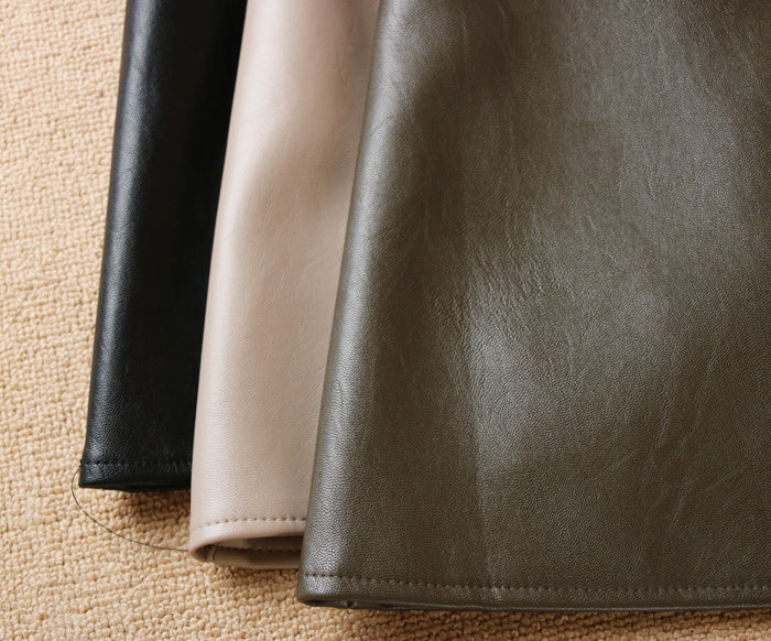 High Waist All-match Thin PU Skirt