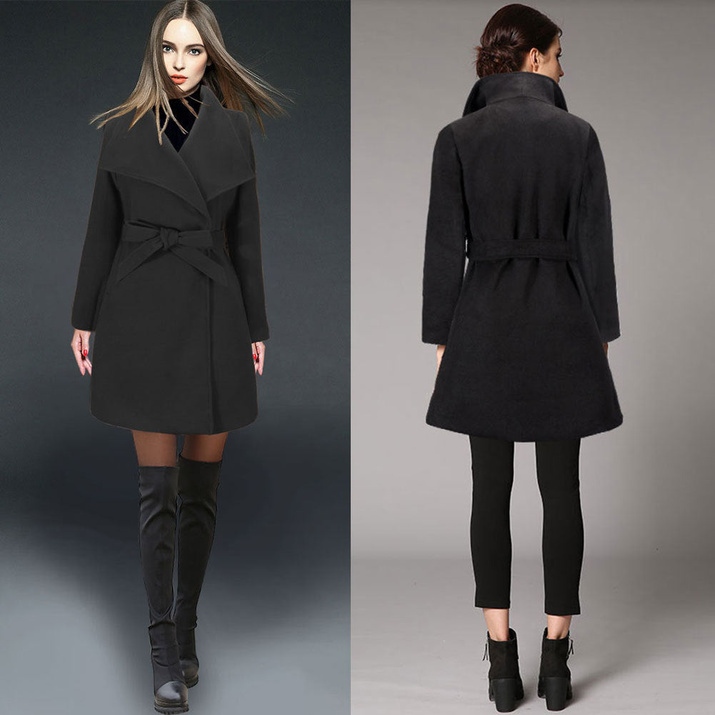 Solid woolen coat