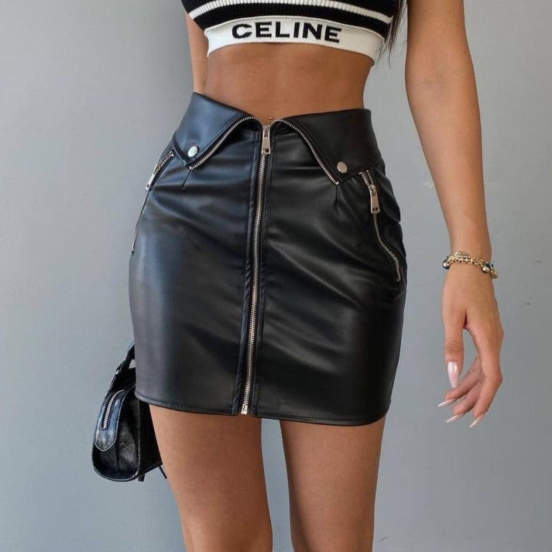 PU Leather Skirt Female