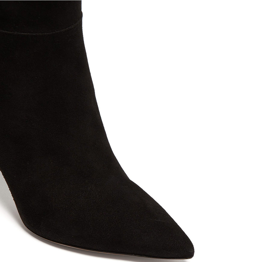 Black Pointed Toe Over The Knee Boots